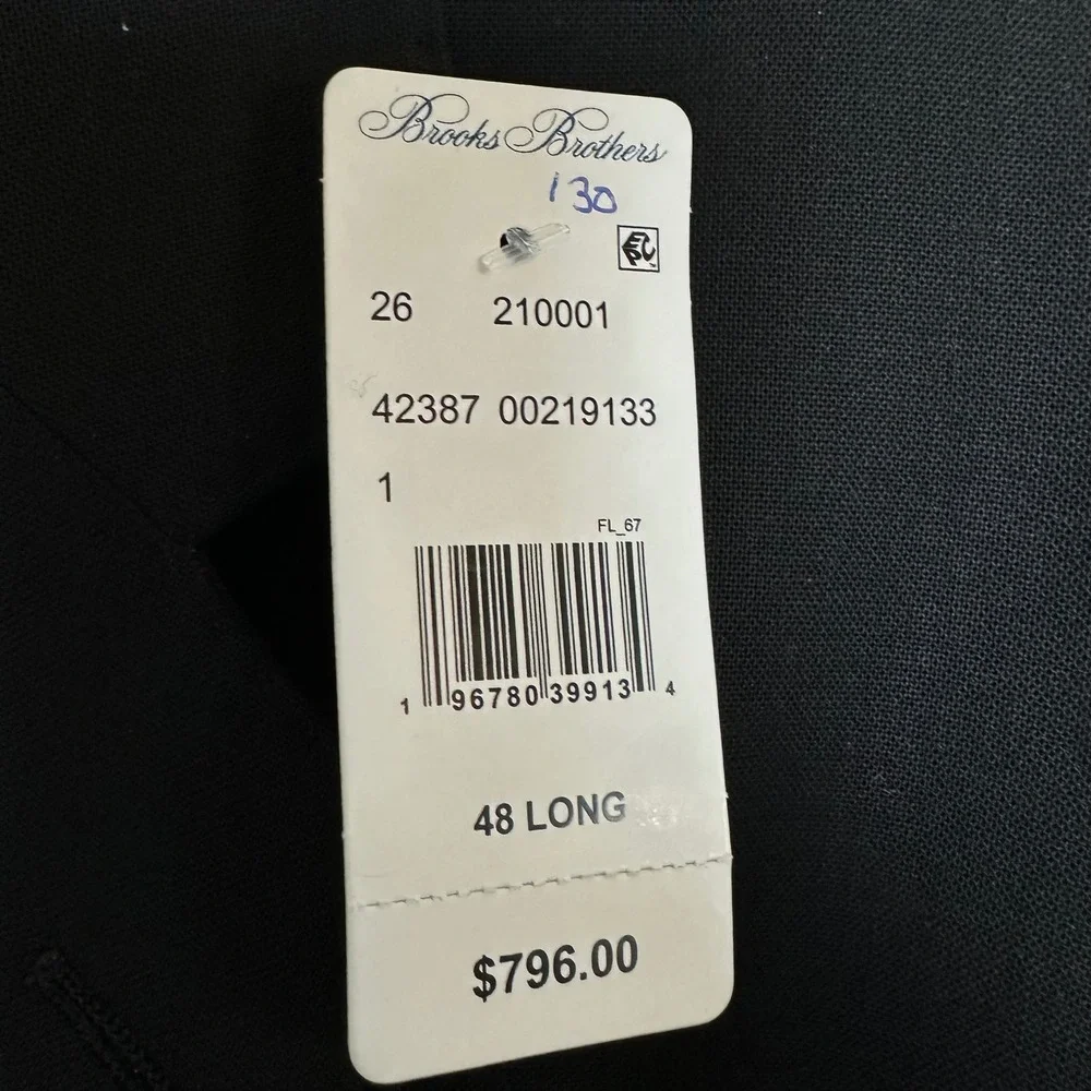 Brooks Brothers Explorer Collection Black Merino‎ Wool Suit Jacket 48 L NEW $789